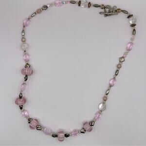 Unbranded Pink Clear Glass Beads Beaded Necklace Heart Arrow Toggle Clasp